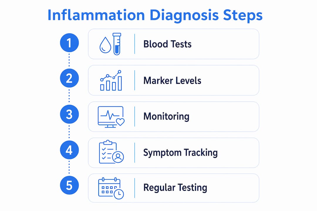 Infographic showing inflammation diagnosis and monitoring steps