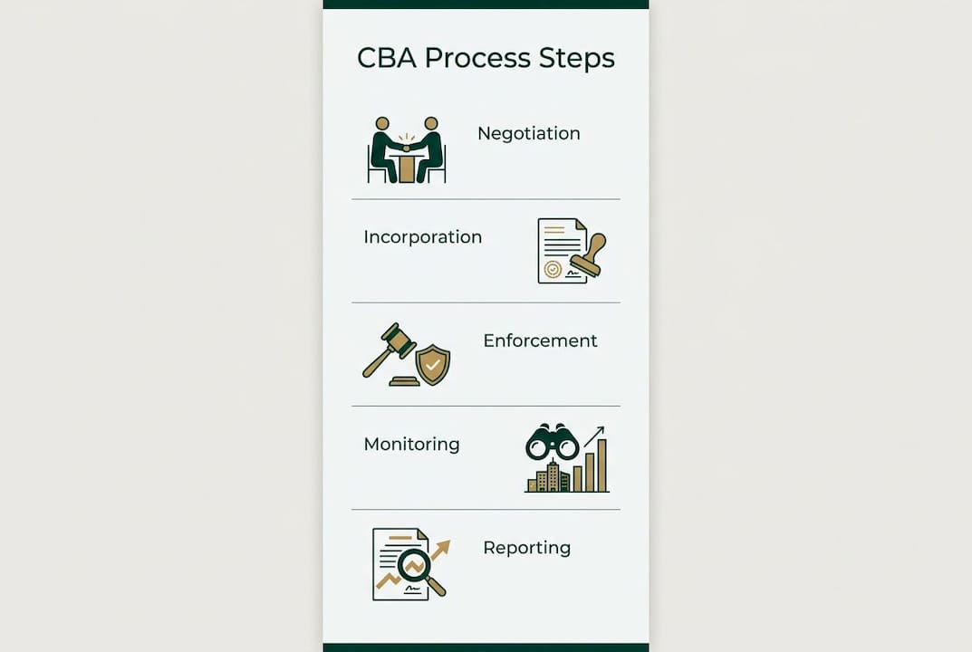 Infographic illustrating community benefits agreement process