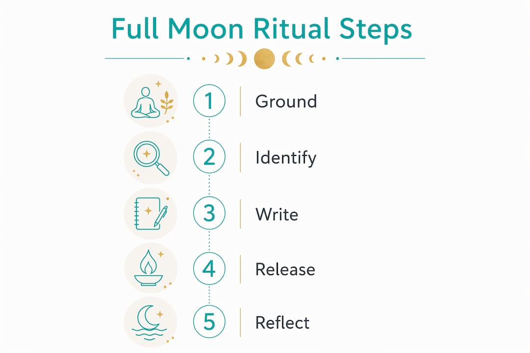 Infographic showing full moon ritual steps