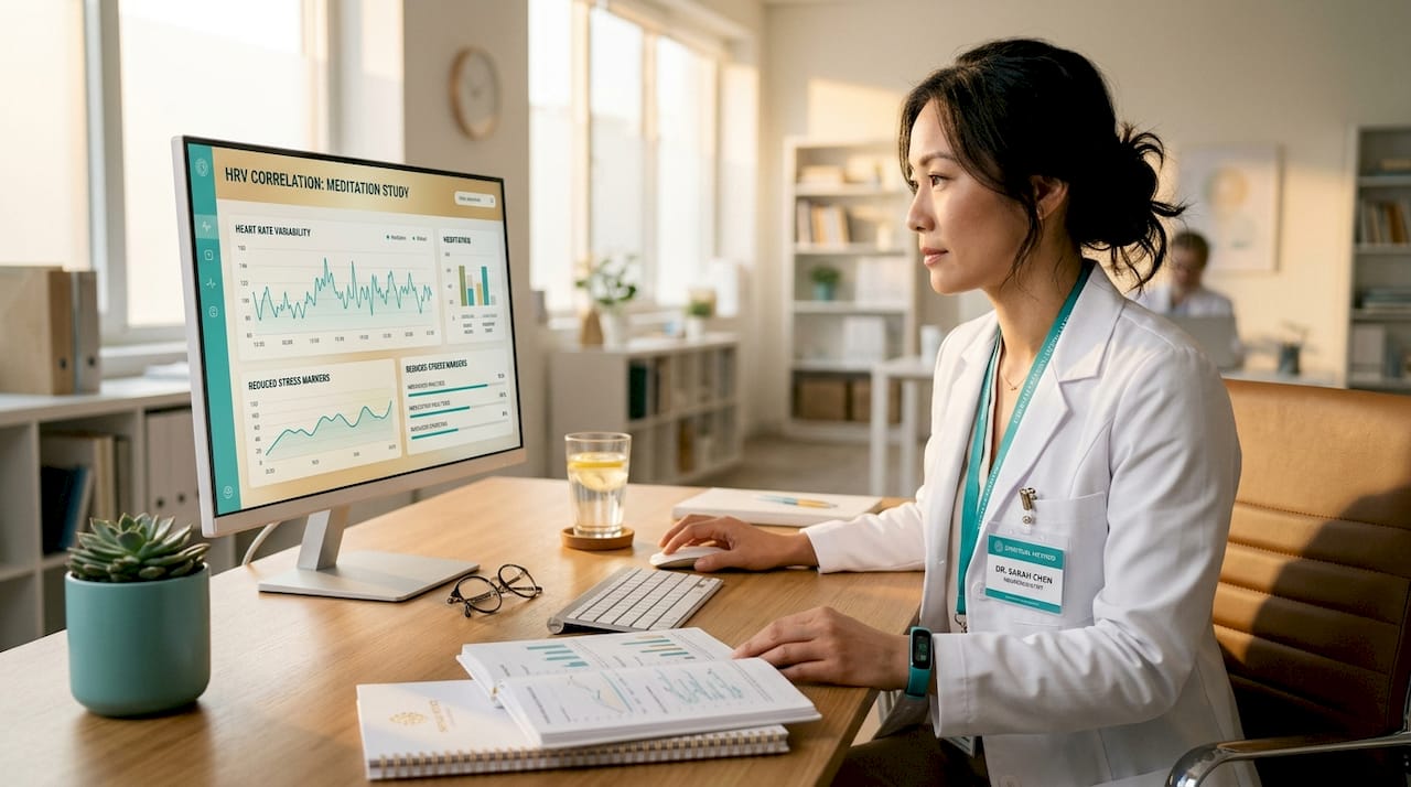 Neuroscientist reviewing meditation data