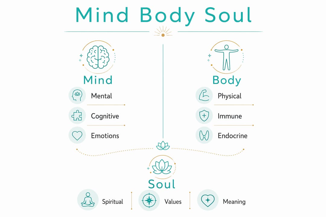 Infographic comparing mind, body, and soul dimensions