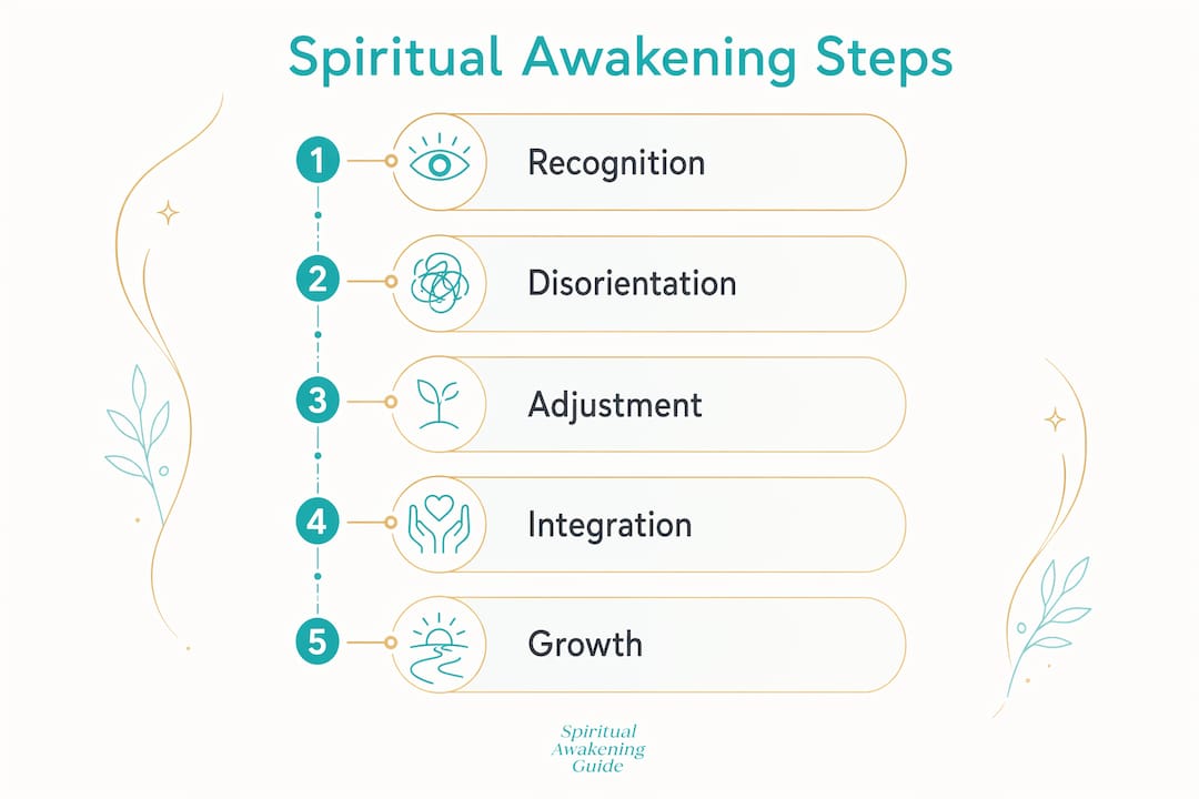 Infographic showing spiritual awakening phases in vertical flow