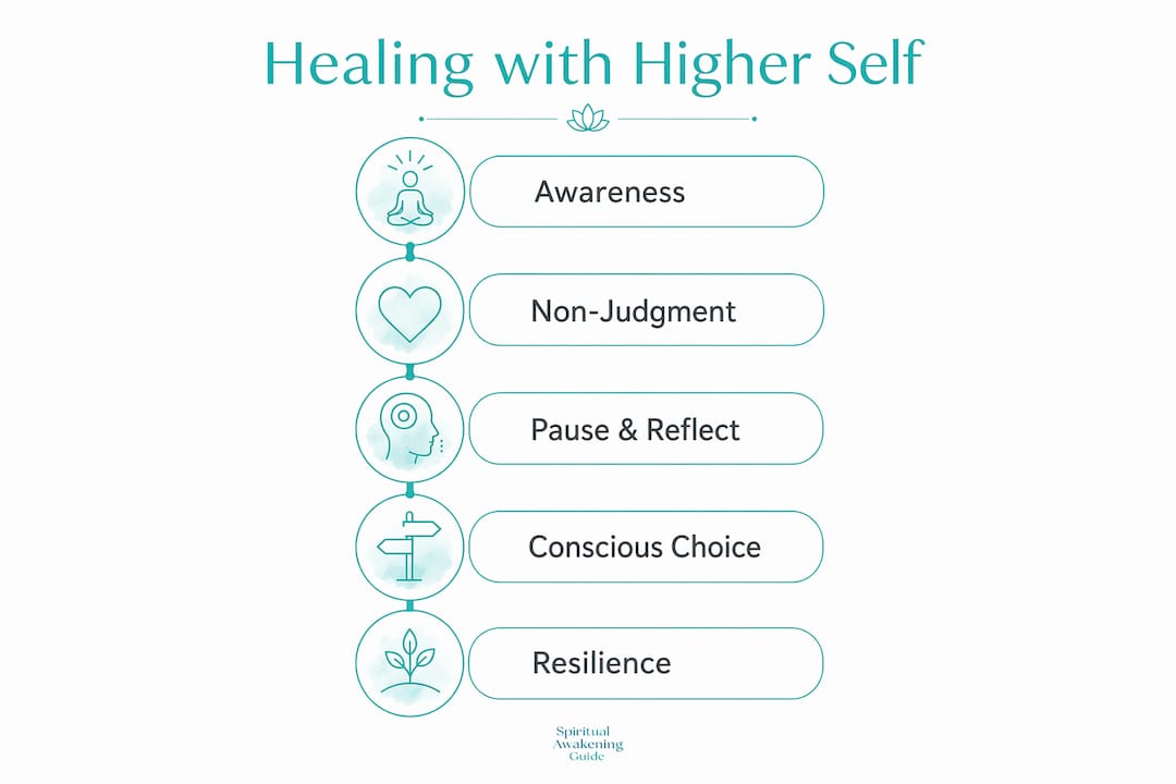 Infographic illustrating steps of higher self healing process