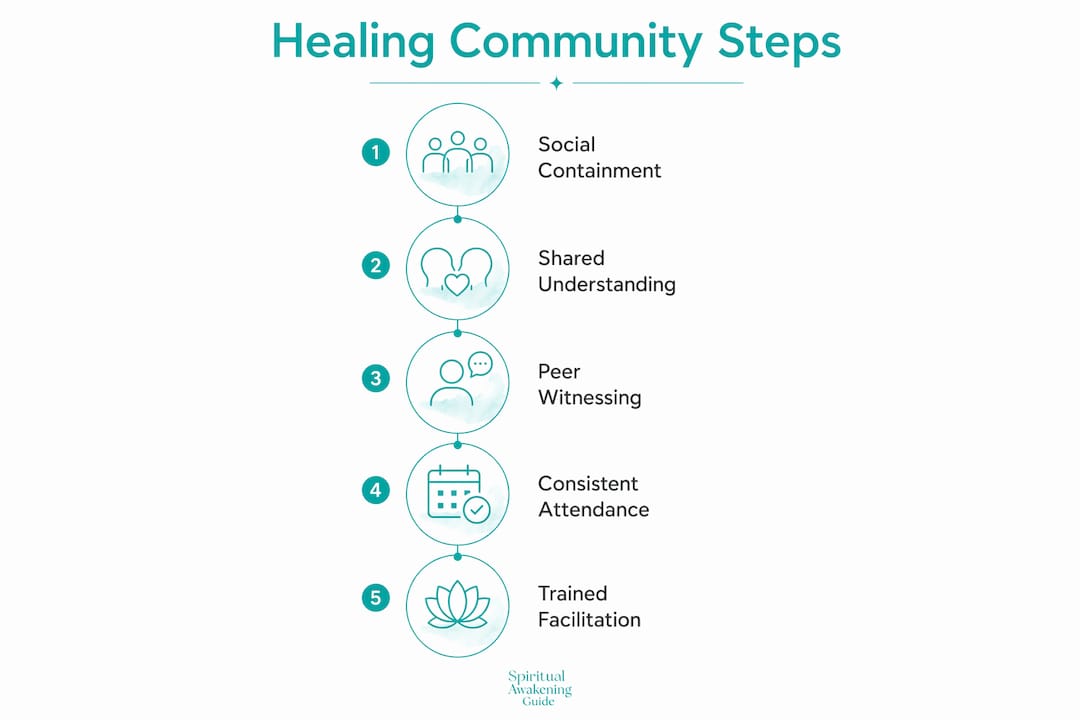 Infographic illustrating steps in community soul healing
