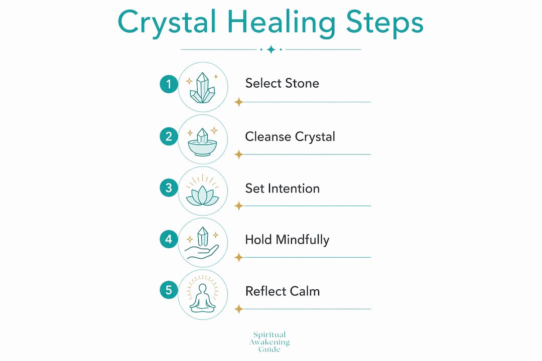 Infographic illustrating crystal healing steps