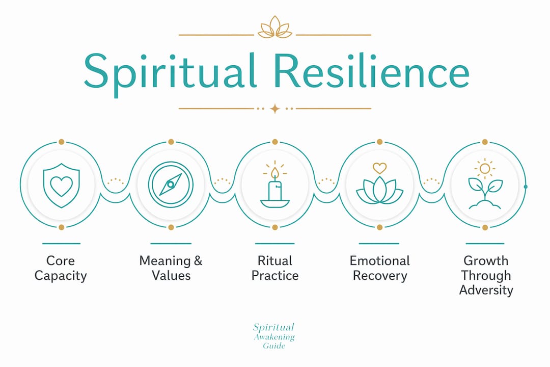 Infographic illustrating key components of spiritual resilience