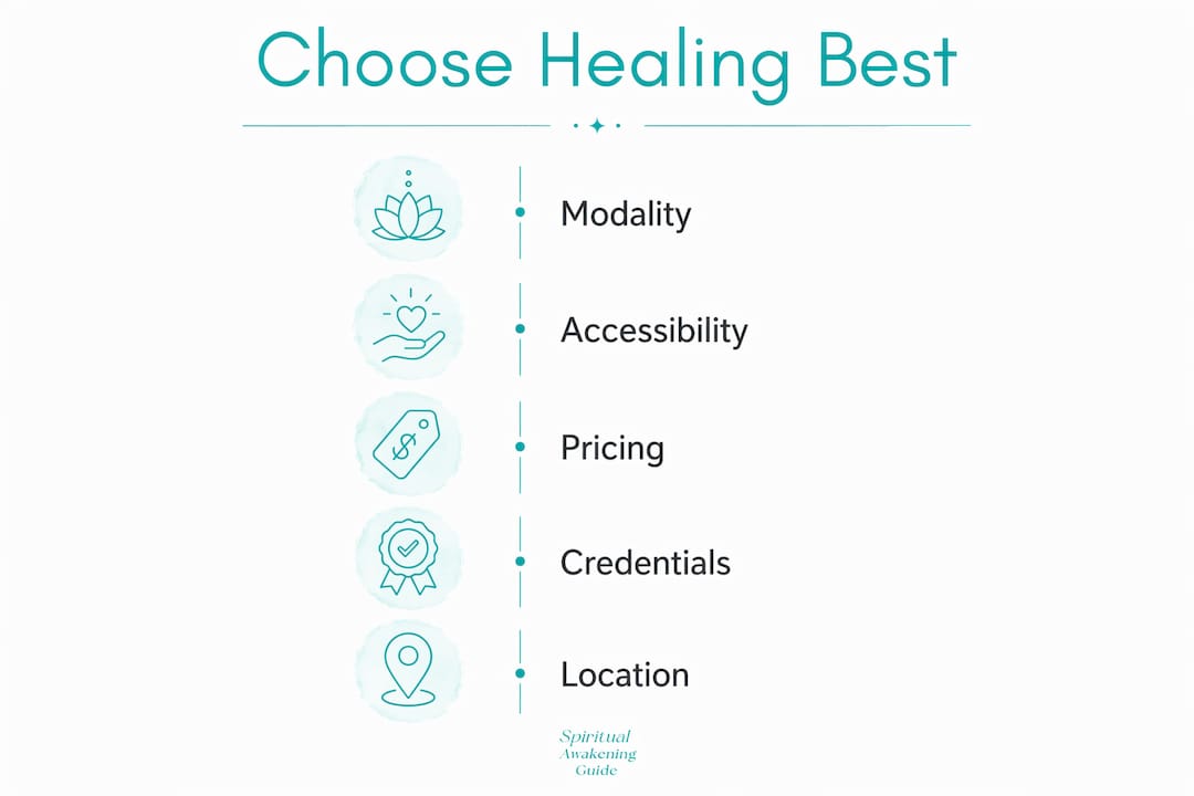 Best WilcoxHealingCenter.com Alternatives for Mind-Body-Soul Healing 2 Infographic showing steps to choose holistic healing