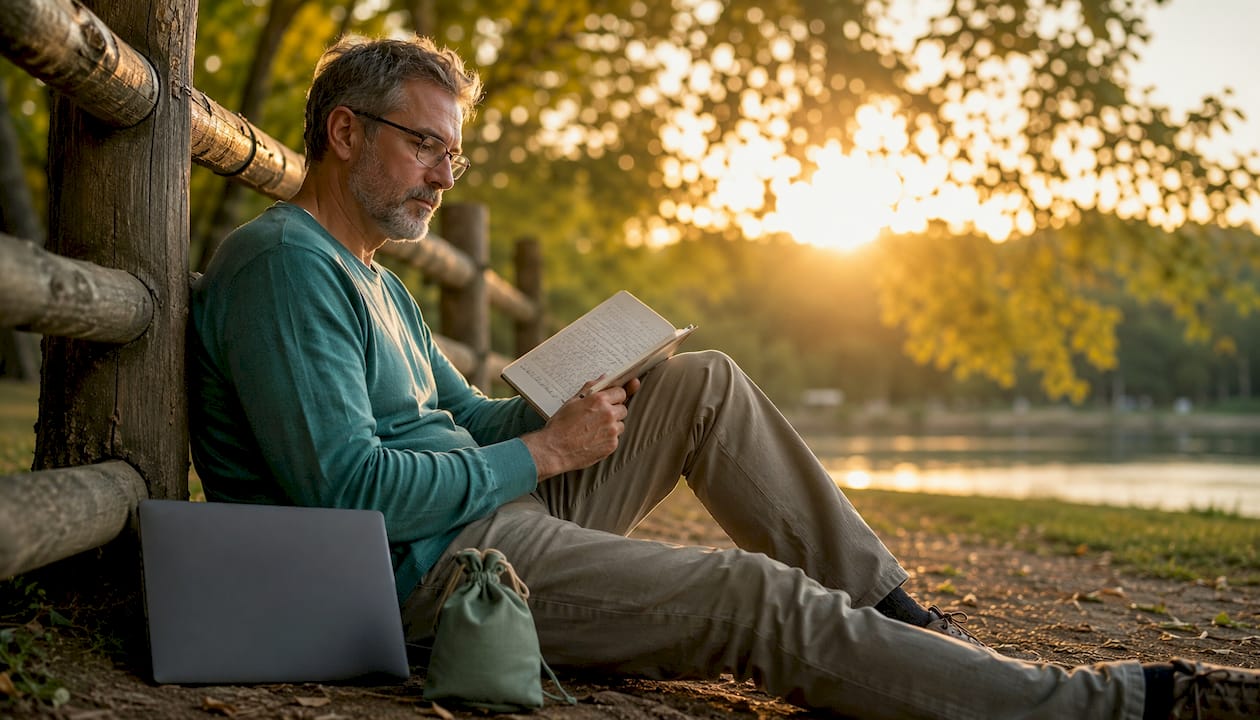 Free Spiritual Resources and Guidance for 2026 2 Man contemplating AI spiritual tools on laptop