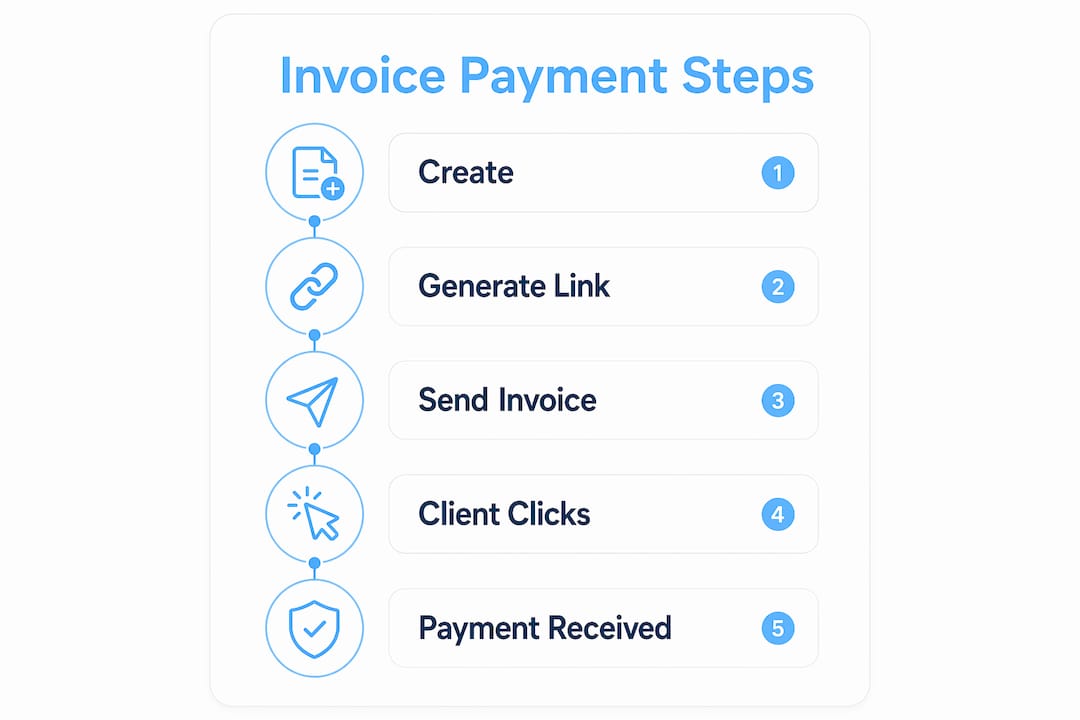 Infographic showing step-by-step invoice payment process