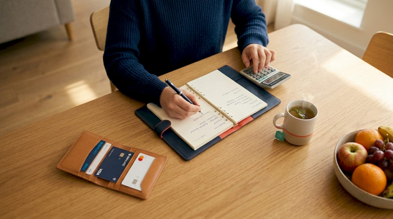 Why track personal expenses: your 2026 guide 2 Woman calculating personal budget at kitchen table
