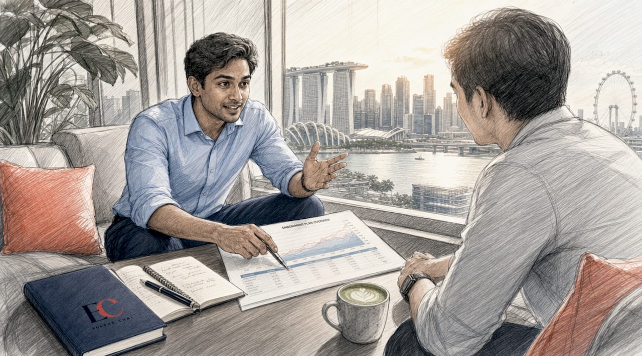 Endowment plan alternatives Singapore: 2026 guide 2 Man discussing investment plans with colleague