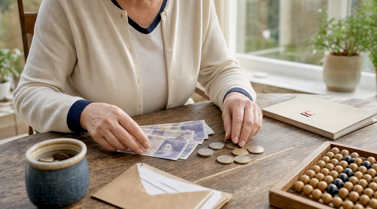 How much savings should I have at 35? 2 Hands counting savings money on kitchen counter