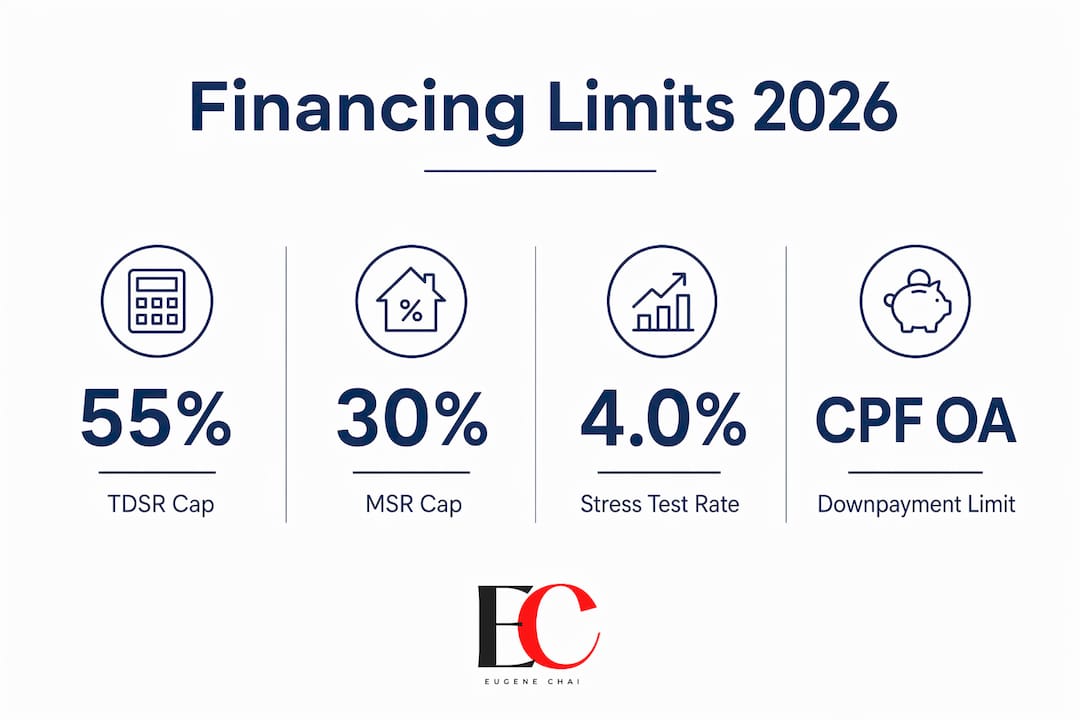 Buying property in Singapore: 2026 complete guide 3 Infographic of key property financing limits in Singapore 2026