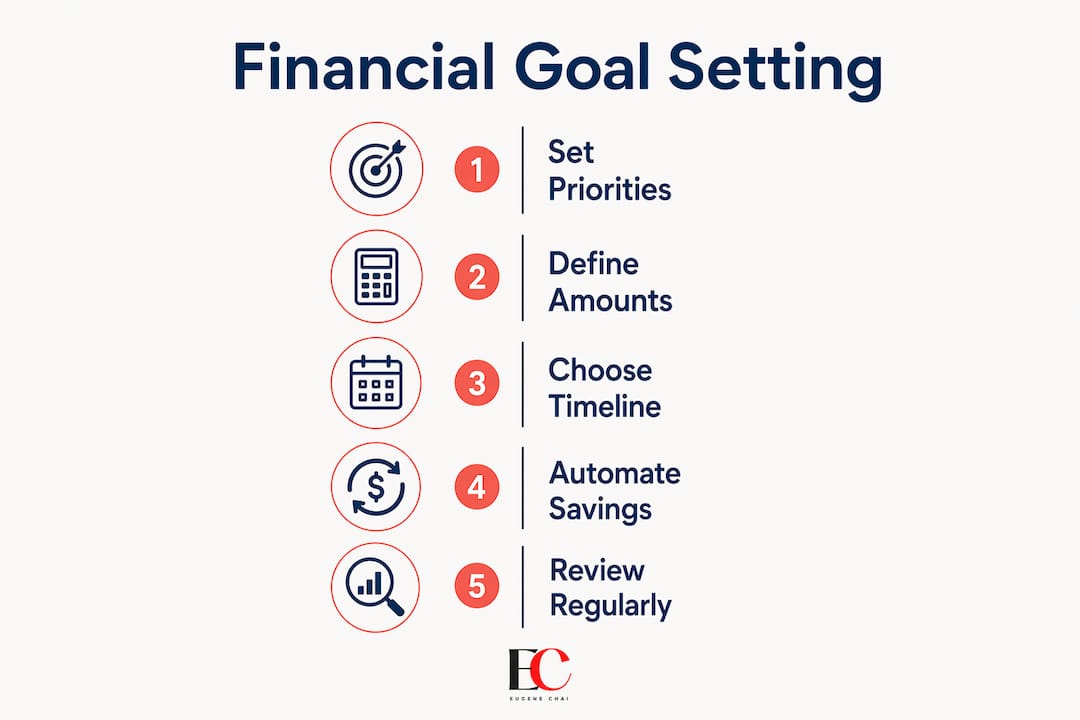 Set financial goals early: 2026 guide for young adults 3 Infographic showing steps to set financial goals