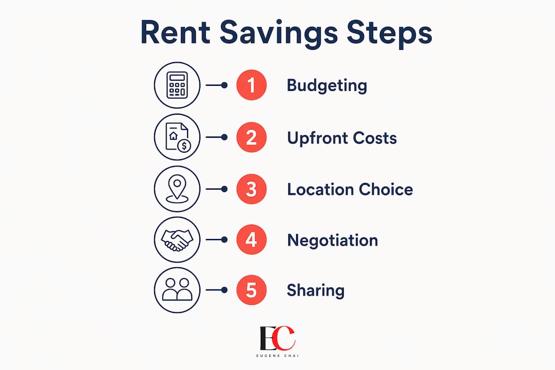 How to save money on rent in Singapore: 2026 guide 2 Infographic illustrating steps to save money on rent in Singapore