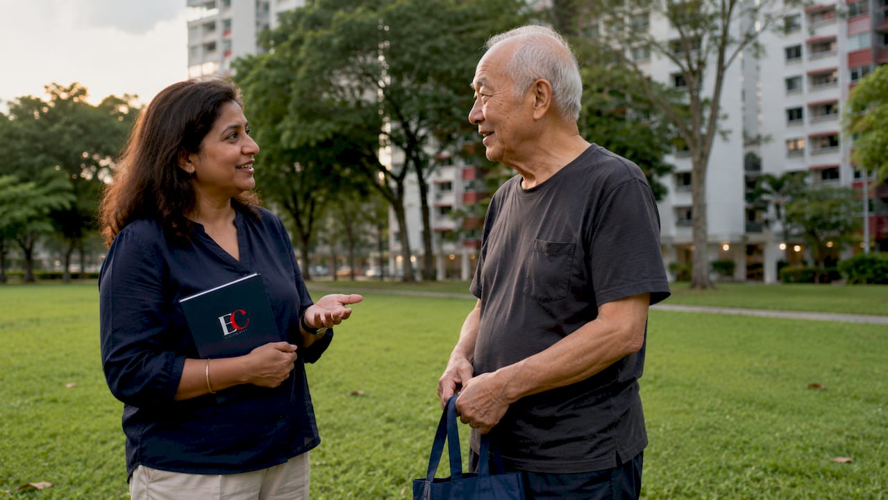 Wealth inequality in Singapore: what the data really shows 2 Diverse residents discussing property wealth in HDB estate