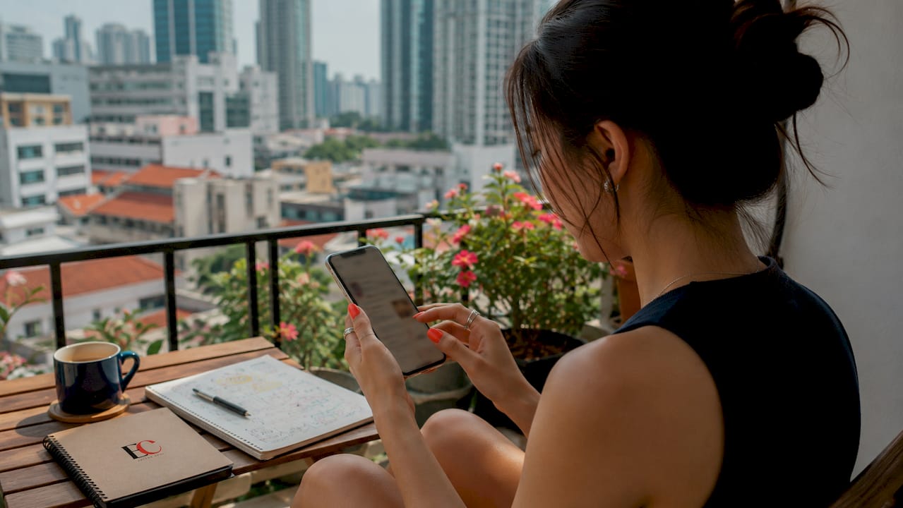 Why start investing early: your 2026 Singapore guide 3 Hands using smartphone investing app in cafe
