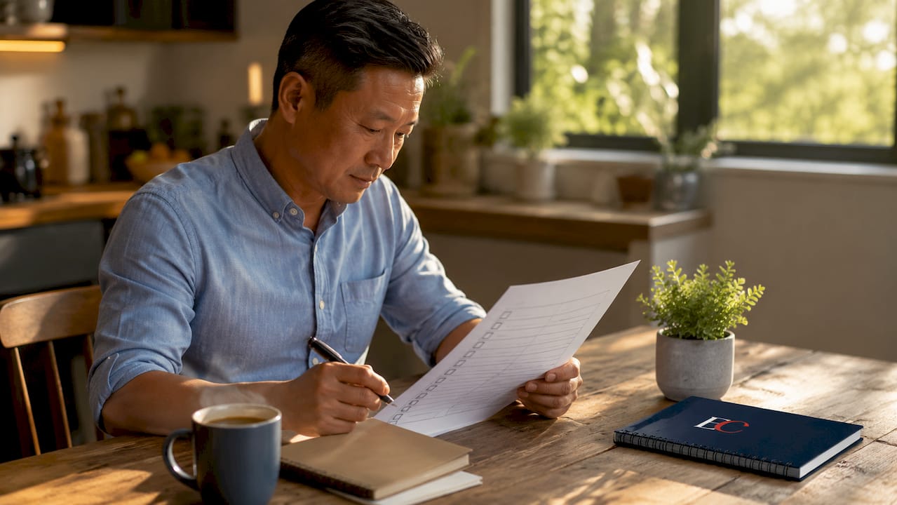 Start investing $100 in Singapore: your 2026 guide 2 Man reviewing emergency fund checklist at desk