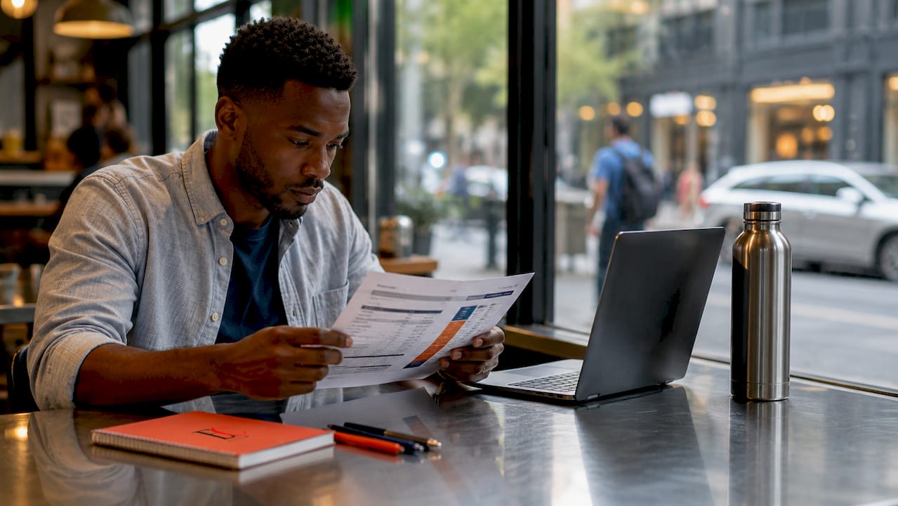 What is a financial recovery plan: your 2026 guide 2 Man reviewing printed financial spreadsheet at desk