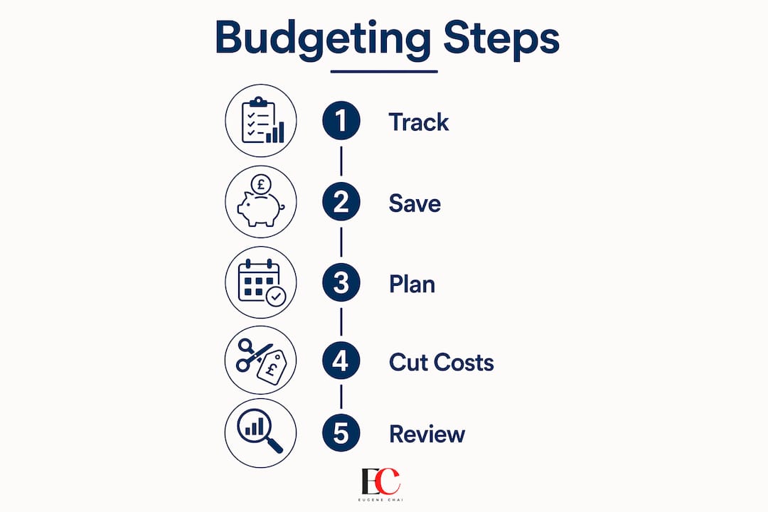 How to reduce household expenses in Singapore: 2026 guide 2 Infographic showing five budgeting steps