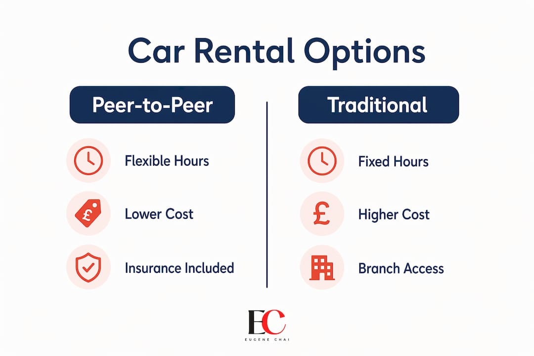 Cheap car rental in Singapore: 2026 budget guide 3 Infographic comparing peer-to-peer and traditional car rentals
