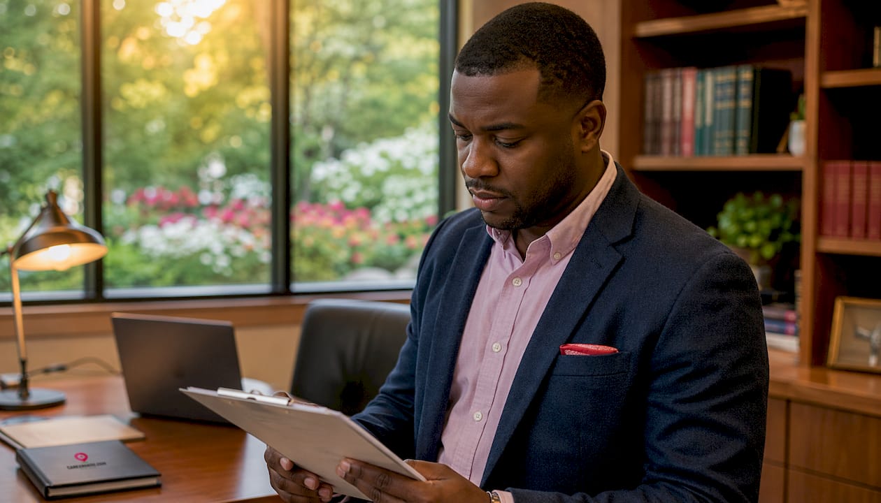 Hospital case manager reviewing patient risk scores