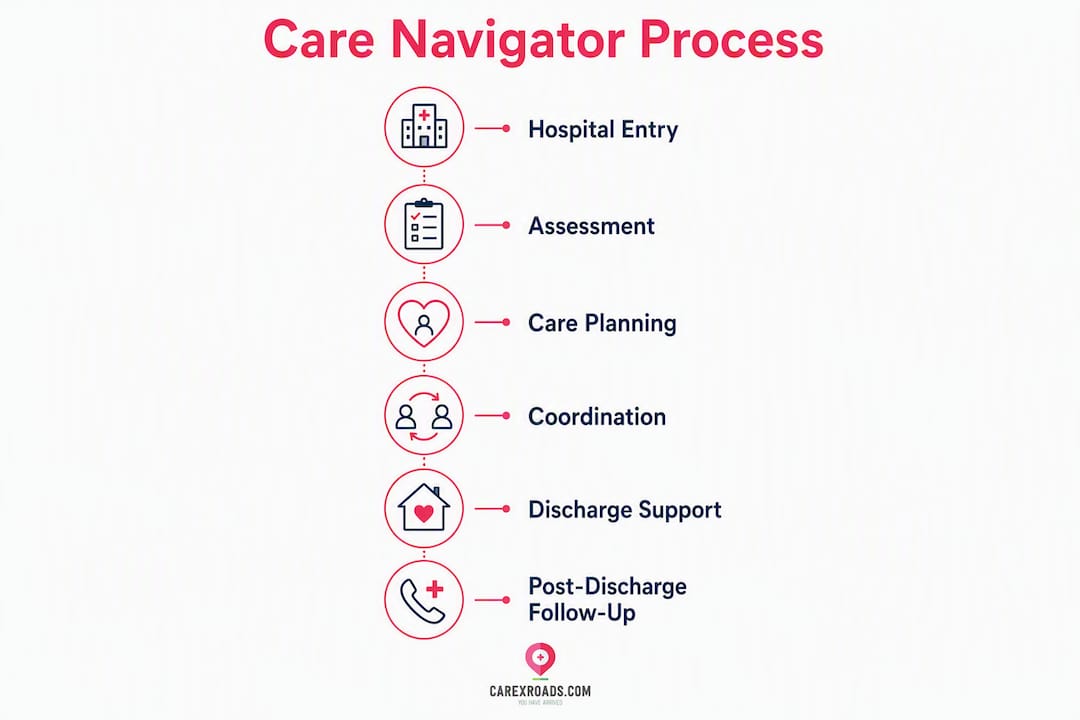Infographic showing care navigator process steps