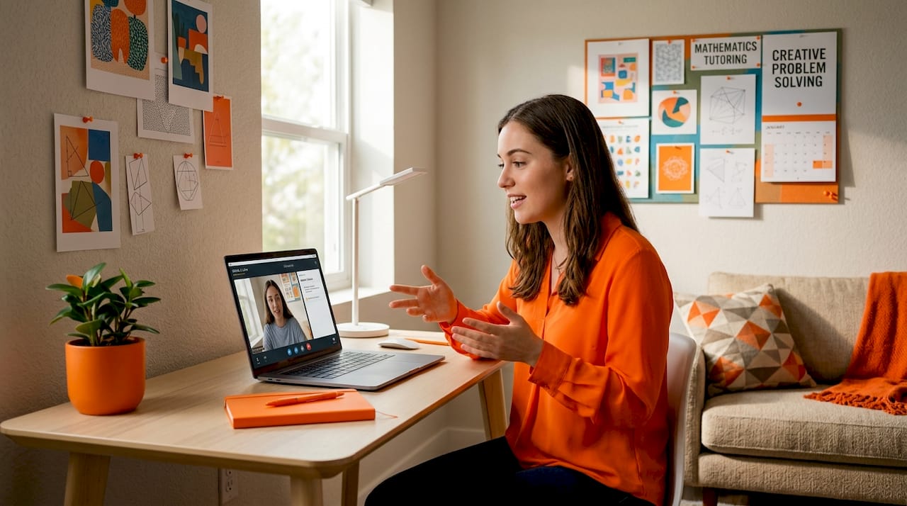 Tutor conducting live video tutoring session