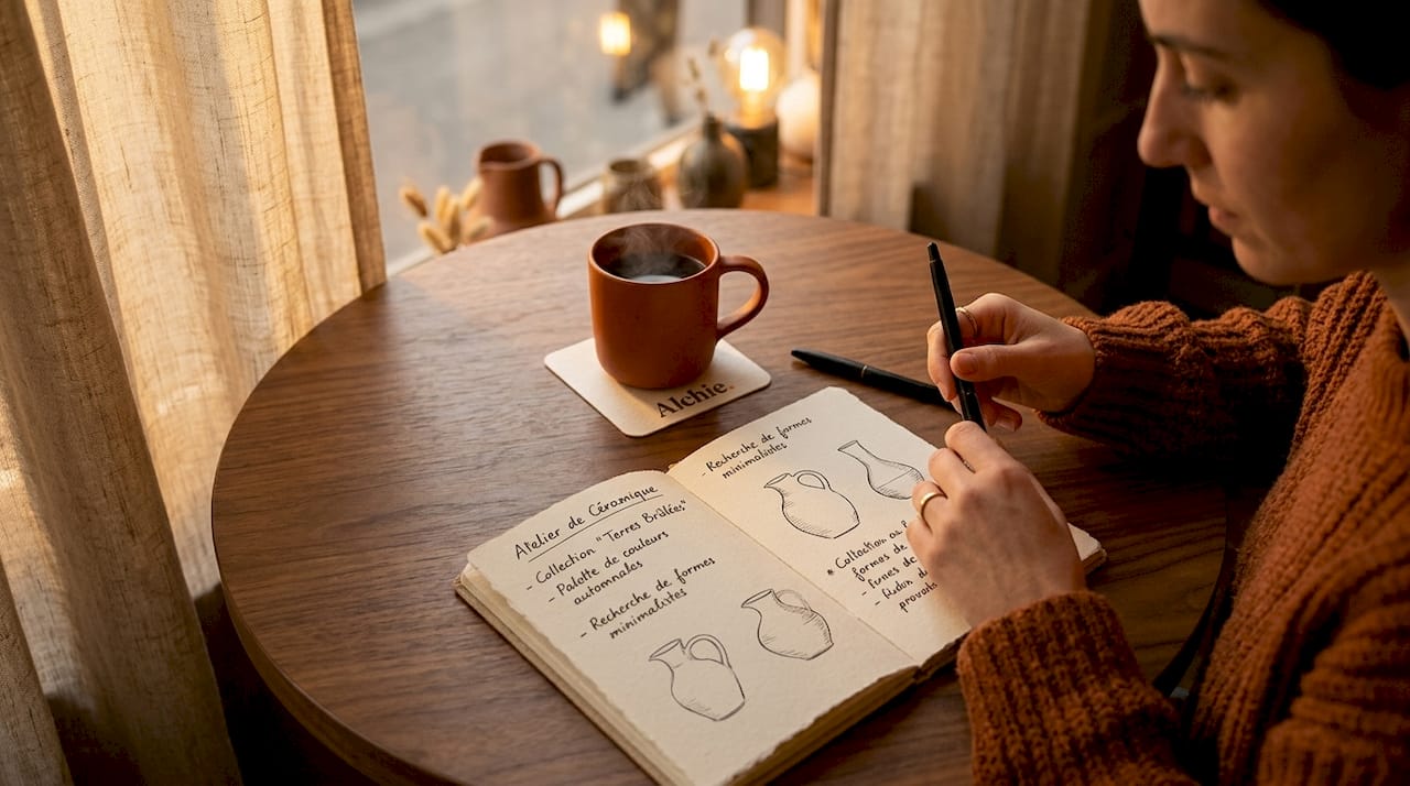 Prendre des notes et laisser libre cours à son inspiration sur un bureau baigné de lumière.