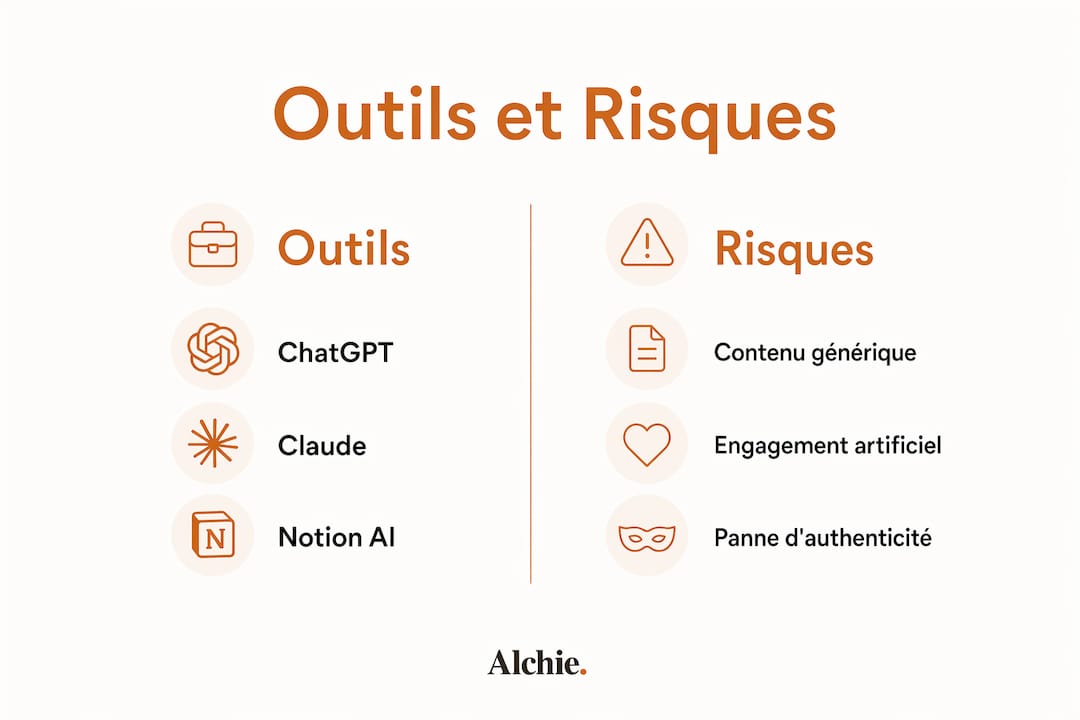 Comparatif visuel des principaux outils et des risques associés sur LinkedIn