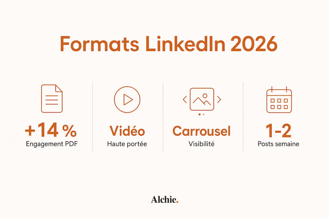 Découvrez notre infographie dédiée aux différents formats de publication sur LinkedIn et à leur fréquence idéale pour optimiser votre visibilité.