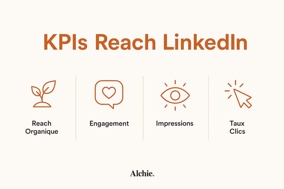 Découvrez en un coup d’œil les indicateurs clés de performance à suivre pour mesurer la portée organique de vos publications sur LinkedIn grâce à cette infographie.