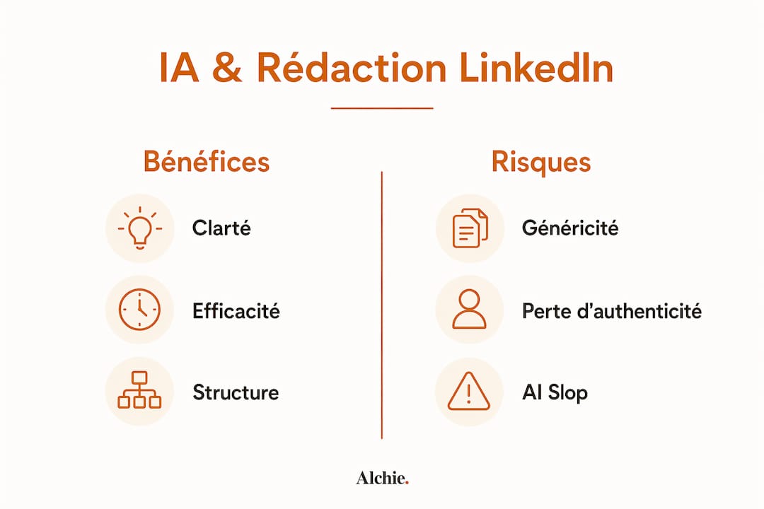 Infographie : avantages et limites de l’intelligence artificielle sur LinkedIn