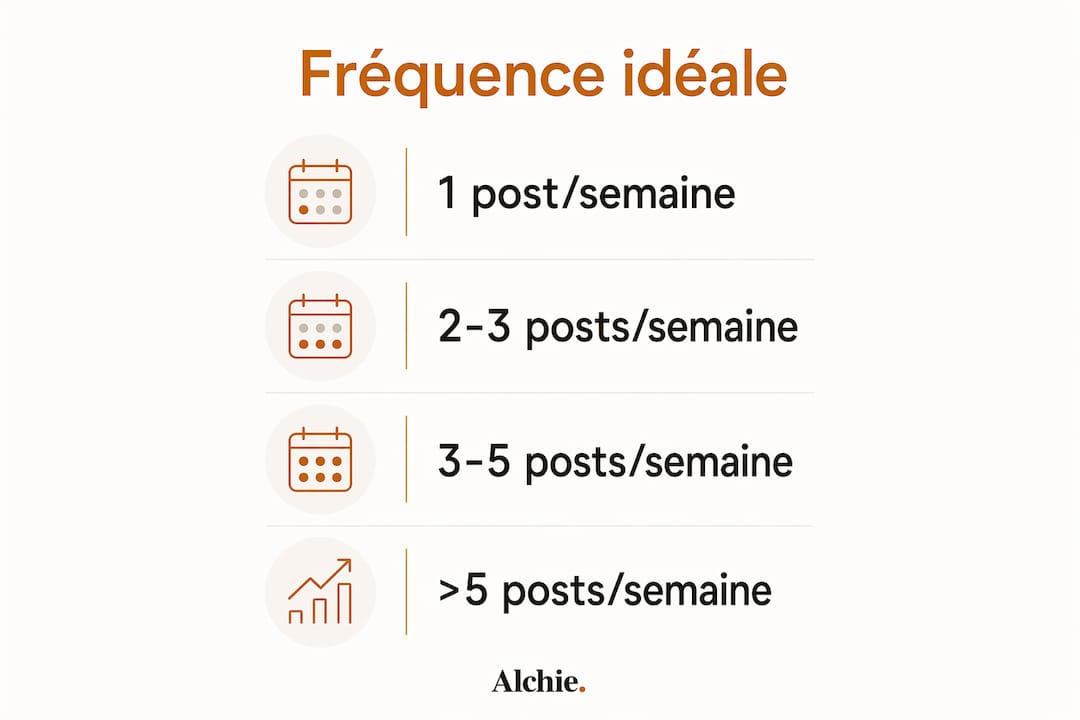 Visuel illustrant le rythme idéal pour publier sur LinkedIn
