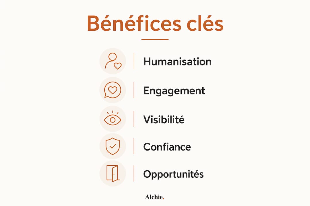 Découvrez en infographie les avantages incontournables d’une communauté LinkedIn pour les entrepreneurs : développer son réseau, échanger avec d’autres fondateurs, booster sa visibilité et accéder à des opportunités inédites.