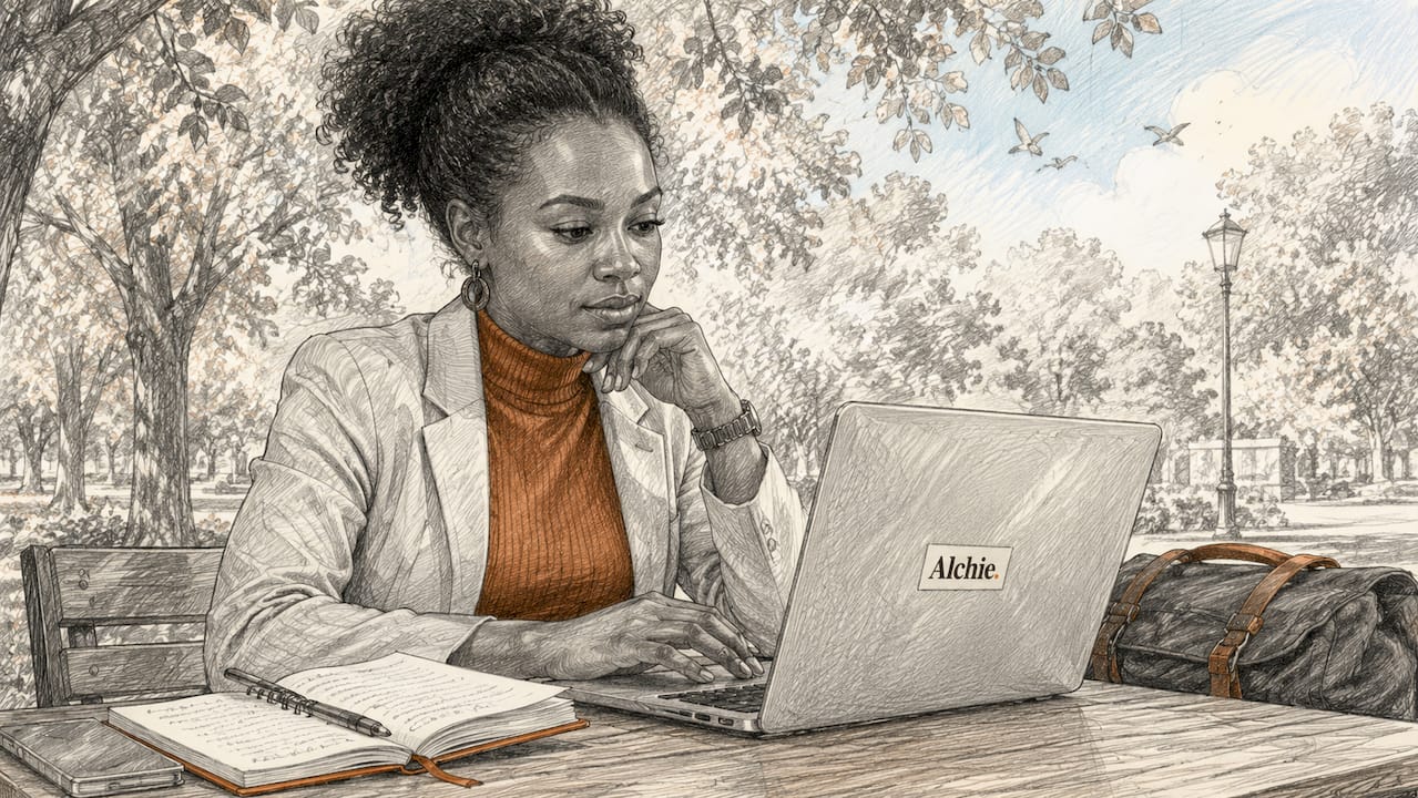 Une femme concentrée en plein travail sur LinkedIn