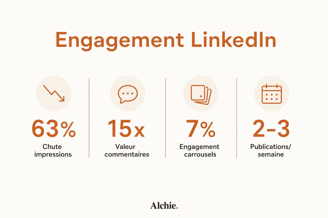 Infographie mettant en avant les chiffres clés de l’engagement sur LinkedIn