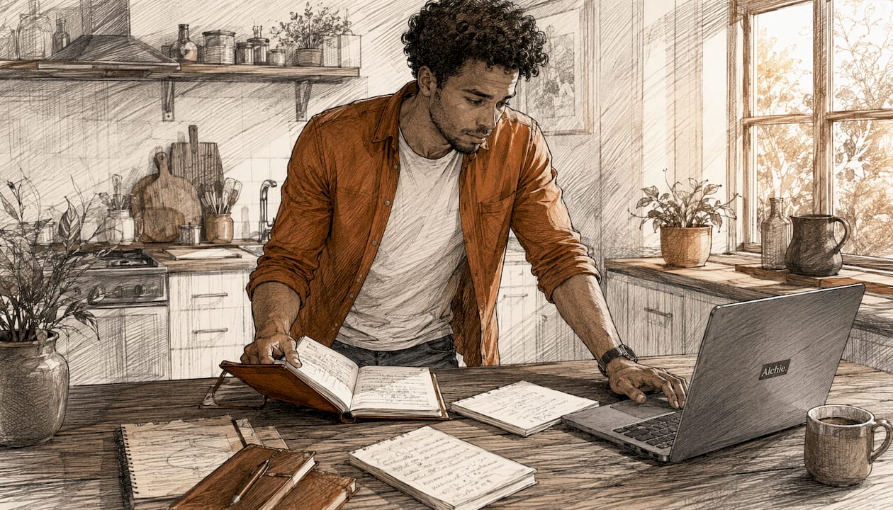 Un jeune entrepreneur analyse les tendances LinkedIn depuis son bureau.
