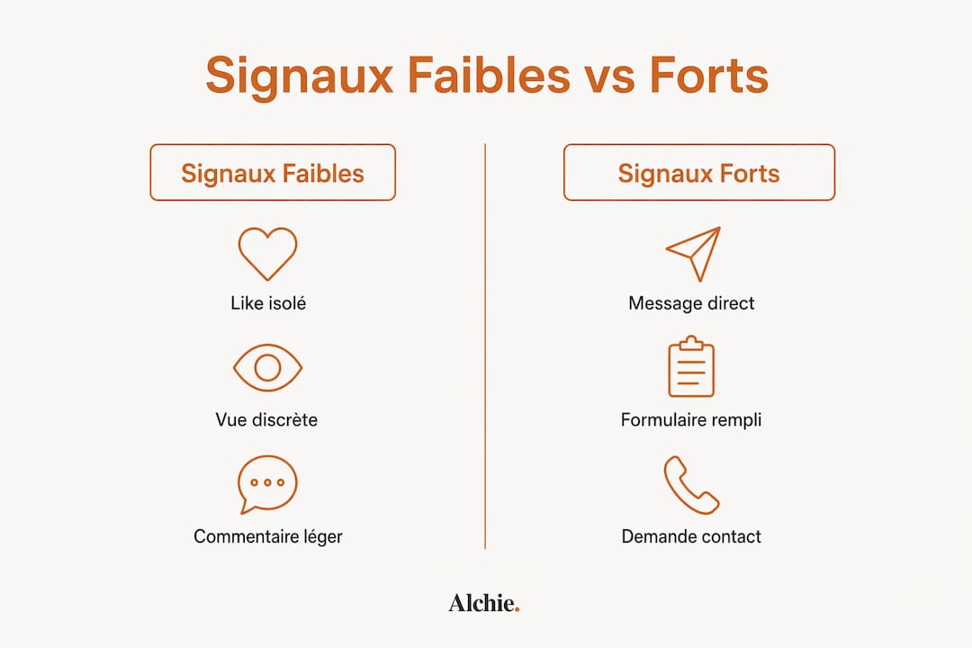 Infographie : analyse des signaux faibles et forts sur LinkedIn