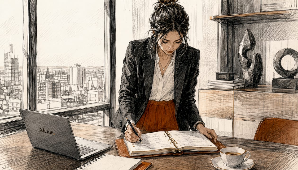 Une professionnelle qui organise sa stratégie de publication sur LinkedIn.
