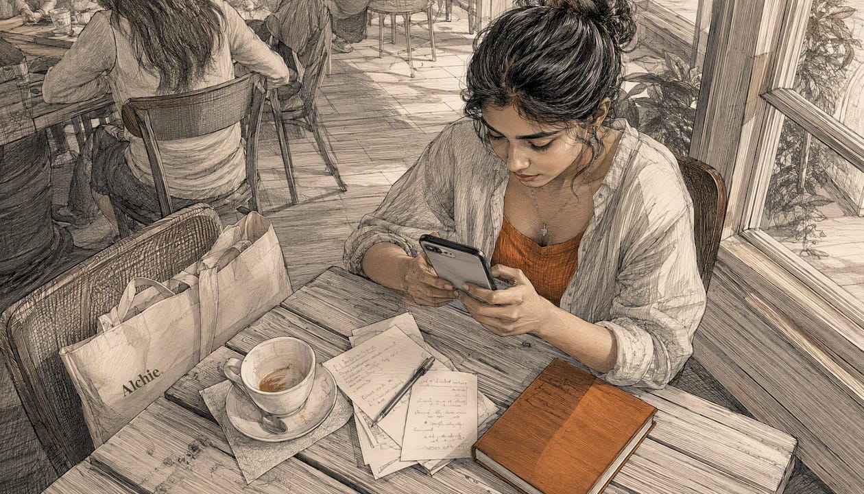 Une femme se désabonne directement depuis son smartphone Android.