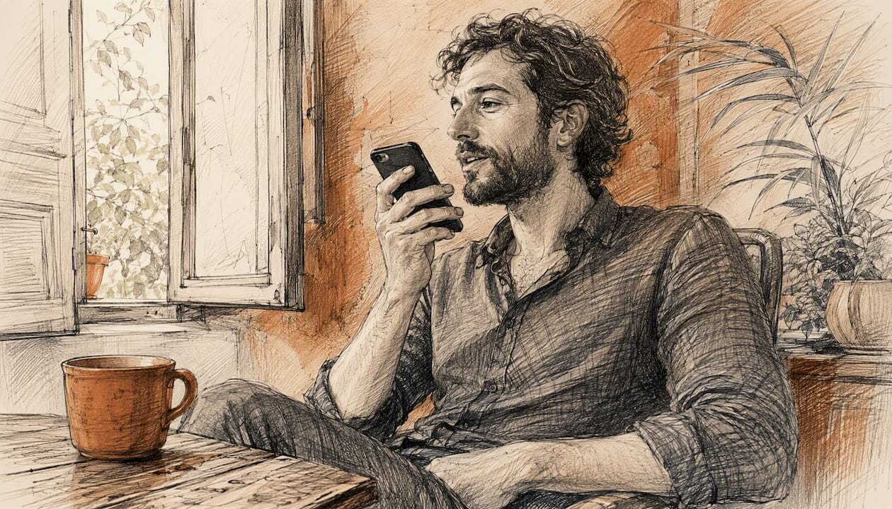 Le fondateur enregistre ses idées sur son téléphone, en dictant des mémos vocaux dès qu'une inspiration lui vient.
