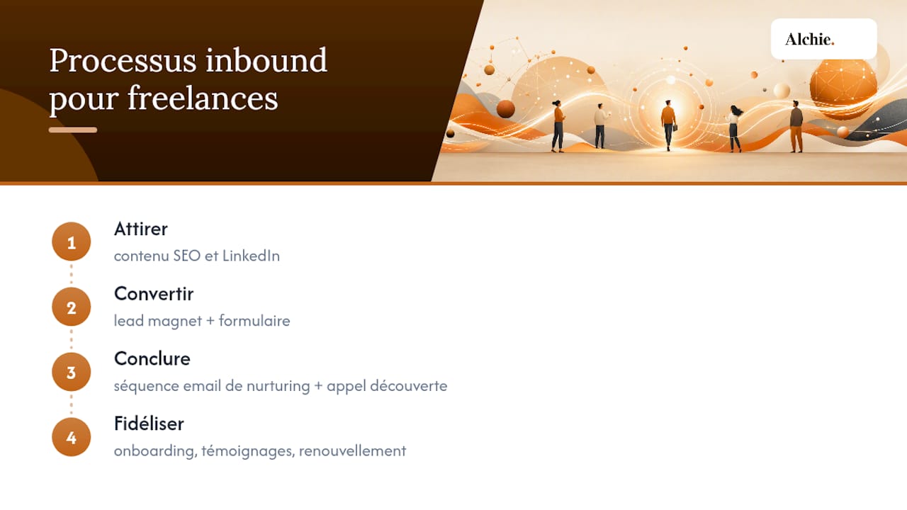 Schéma des étapes clés de l’inbound marketing pour les freelances