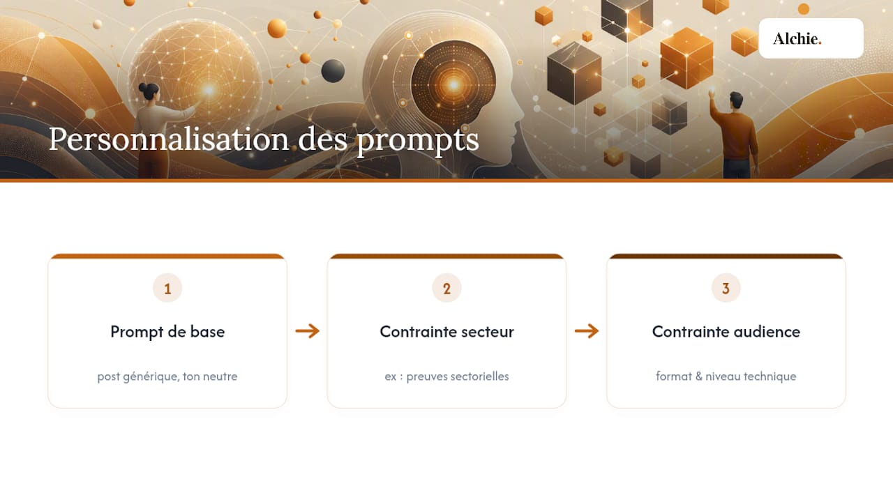 Schéma montrant les adaptations des suggestions LinkedIn selon le secteur et le public