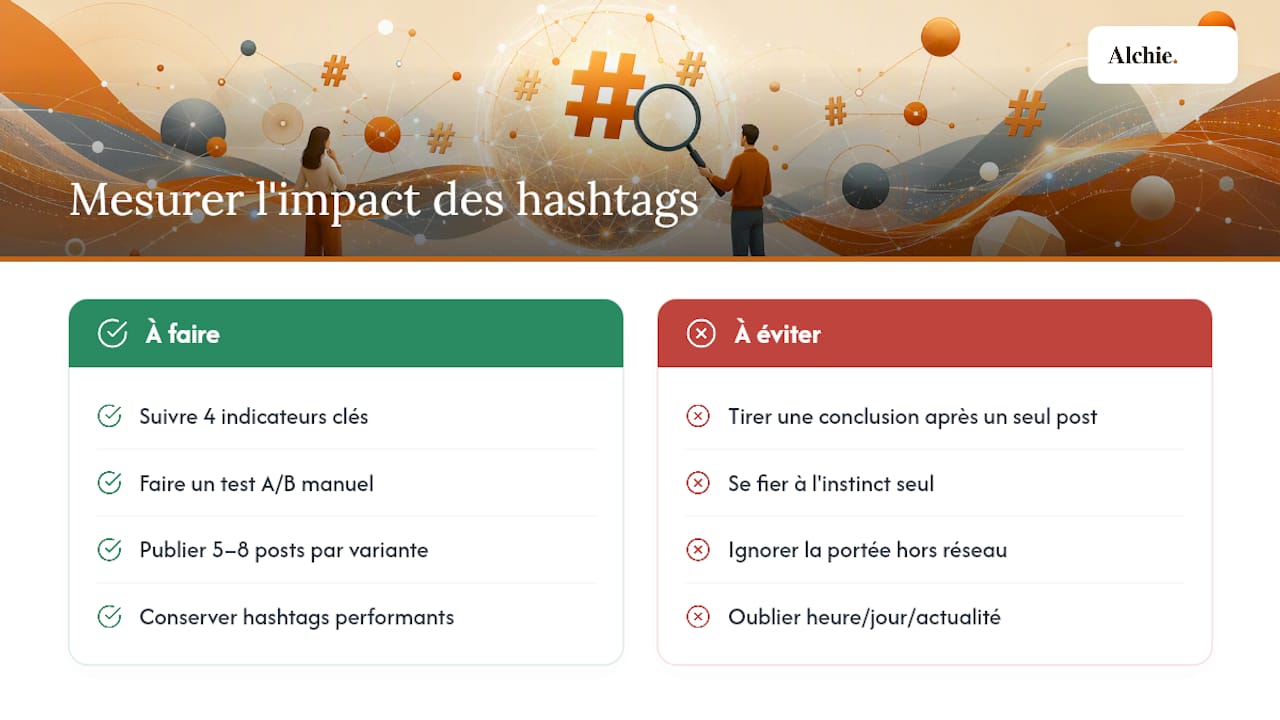Schéma montrant les métriques d'impact des hashtags sur LinkedIn
