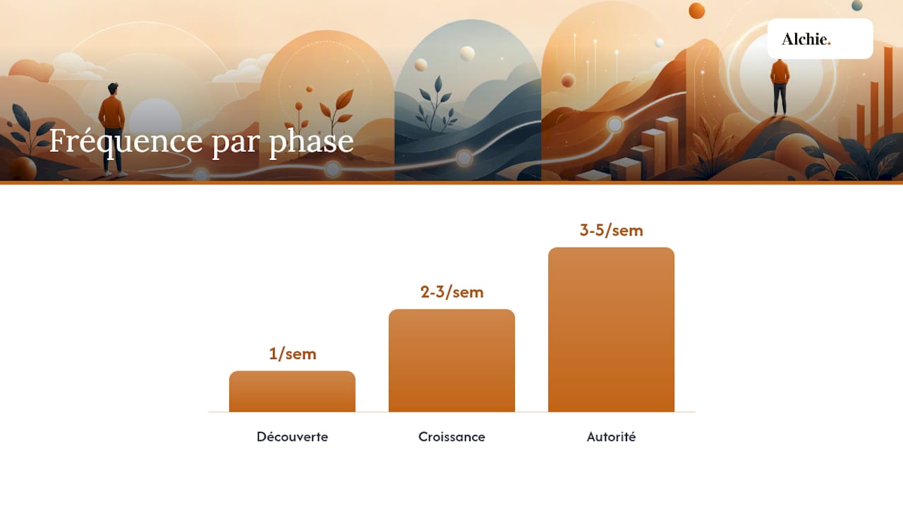 Calendrier éditorial simple : fréquence selon la phase et modèle pratique — overview diagram