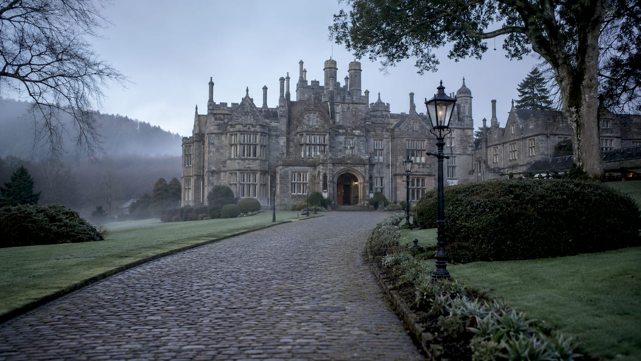Bovey Castle grand exterior with gardens