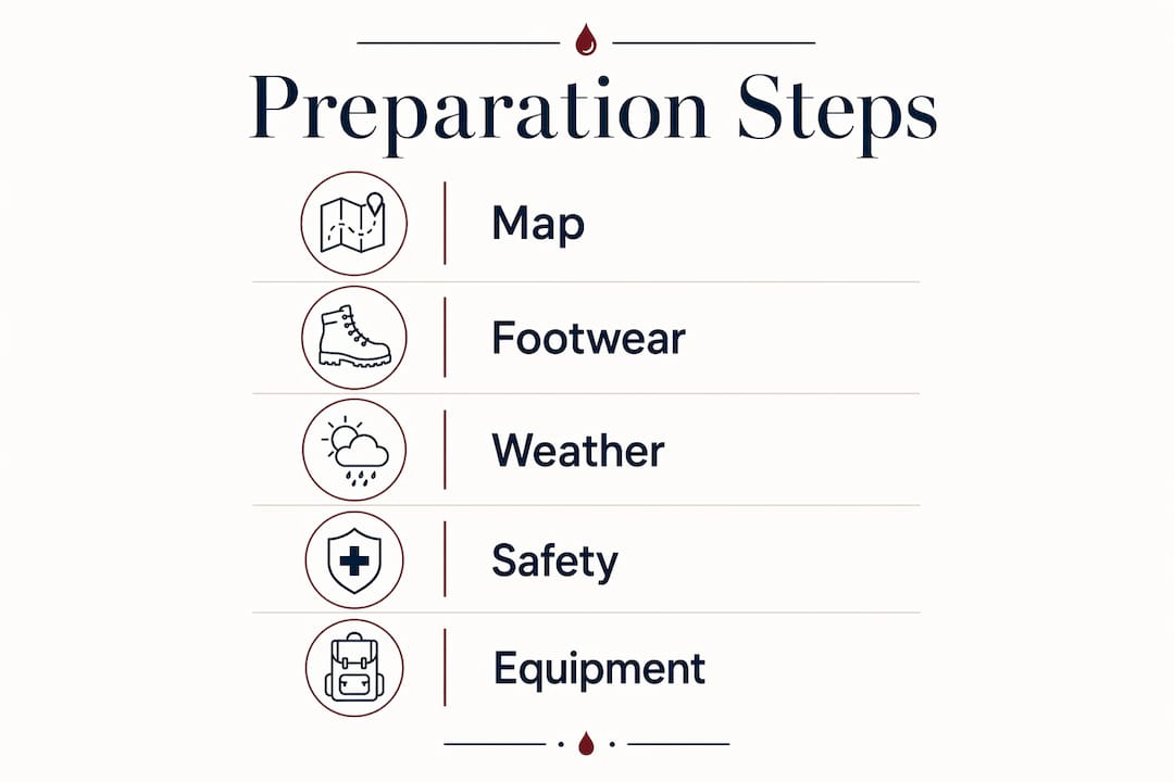 Infographic illustrating Dartmoor hiking preparation steps