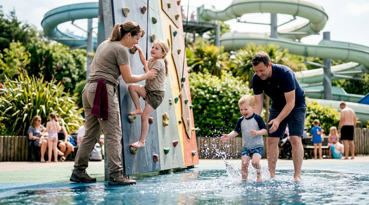 Family enjoying outdoor play at theme park