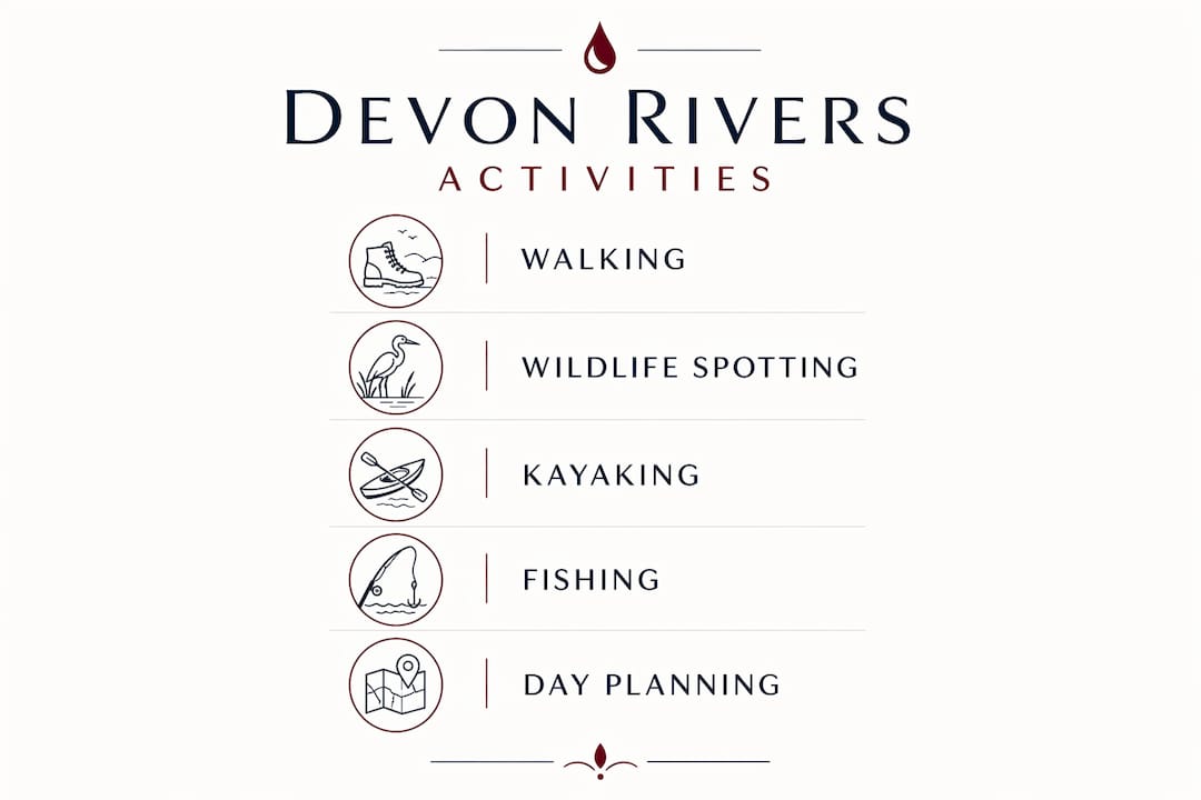 Infographic showing popular Devon rivers activities